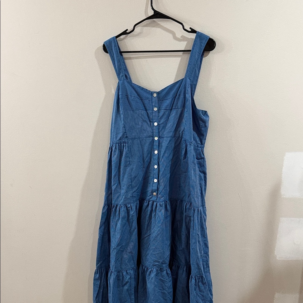 Madewell Blue Tiered Midi Dress